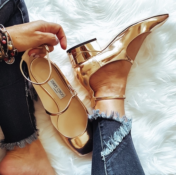 Jimmy Choo Shoes - Jimmy Choo Wilbur Rose Gold Mary J0ane Heel